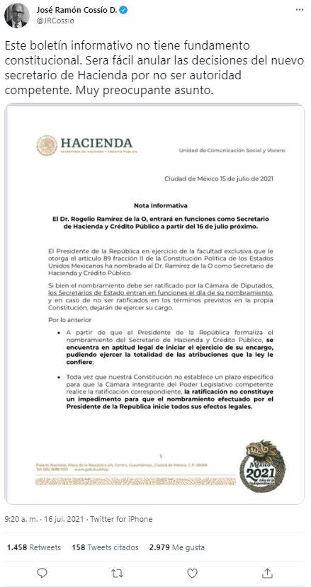 “las Decisiones De Rogelio Ramírez De La O En Hacienda Serían Fácil De Anular” José Ramón