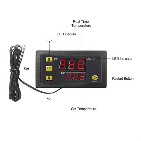 W Mini Digital Temperature Controller Led Display Thermostat