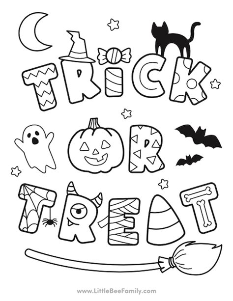 Trick Or Treat Coloring Page In Preschool Coloring Pages Cute