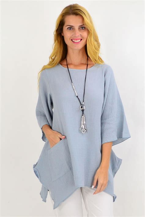 Light Grey Cotton Pocket Tunic Top I Love Tunics