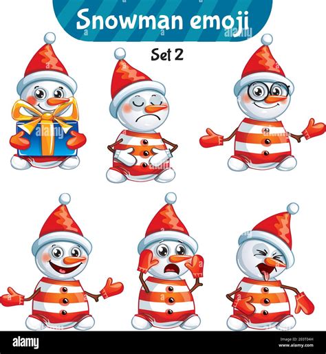 Vector Set Of Cute Snowman Characters Set Stock Vector Image Art