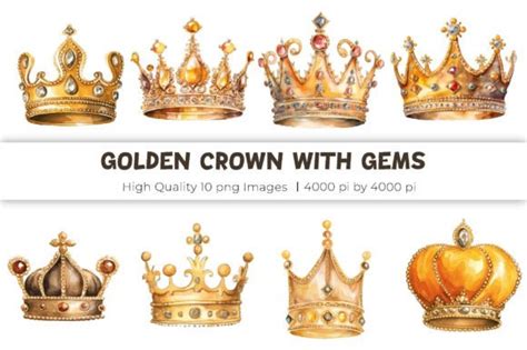 Golden Crown with Gems Clipart Graphic by mirazooze · Creative Fabrica