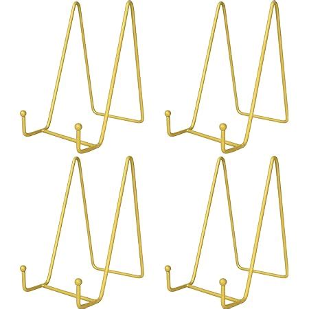 Mocoosy 4 Inch Plate Stands For Display Gold Iron Easel Plate Holder