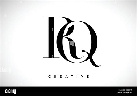 RQ Artistic Letter Logo Design With Creative Serif Font In Black And