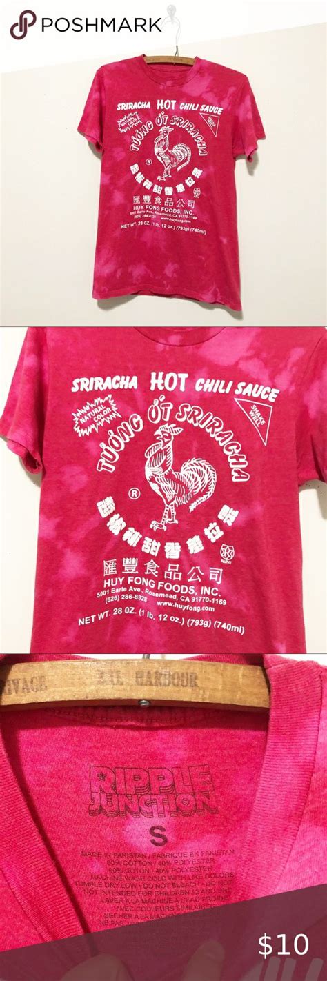 Sriracha Hot Chili Sauce Red Bleached T Shirt Sriracha Hot Chili Sauce