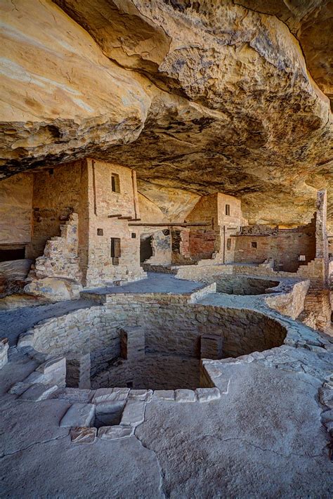 On Black Balconyhouse Kiva And Dwellings Mesa Verde Arizona By