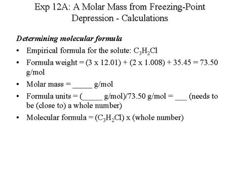 Exp A A Molar Mass From Freezingpoint