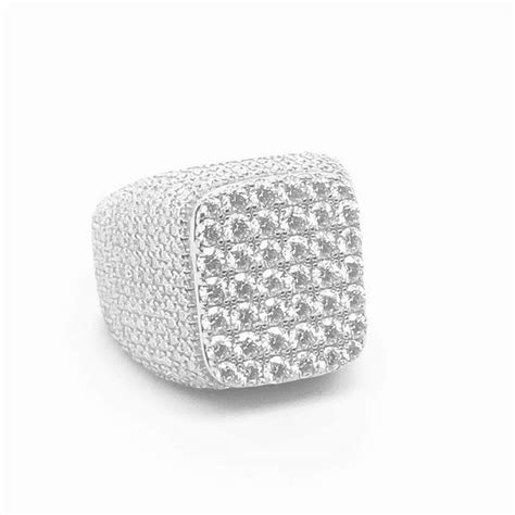 925 Square Moissanite Ring Iced Out Customs
