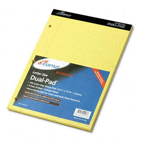 Ampad Evidence Pad Dual College Med Ruled 8 1 2 X 11 3 4 Canary 100