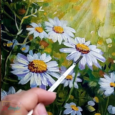 Daisy Flower Painting Make My Day Flower Art Of Painting Tutorial