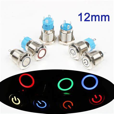 Dianqi 12mm Momentary Stainless Steel Push Button Ip65 Latching Illuminated Led Metal Push