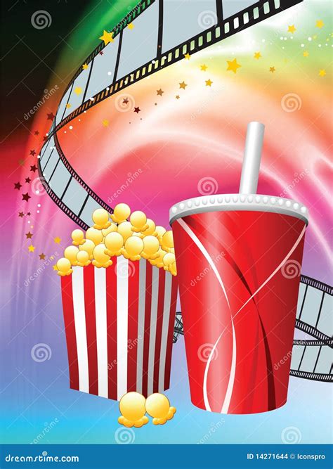 Popcorn and Soda on Liquid Wave Background Stock Illustration ...