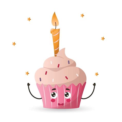 Premium Vector Kawaii Style Cupcake Kawaii Cute Cupcake Cupcake