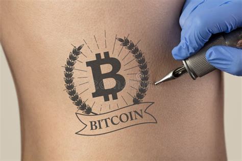 Tattooing Cryptocurrency Concept On Naked Back Stock Image Image Of