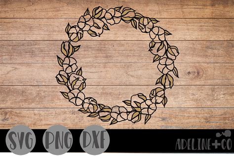 Cotton Wreath SVG PNG DXF By Adeline Co TheHungryJPEG