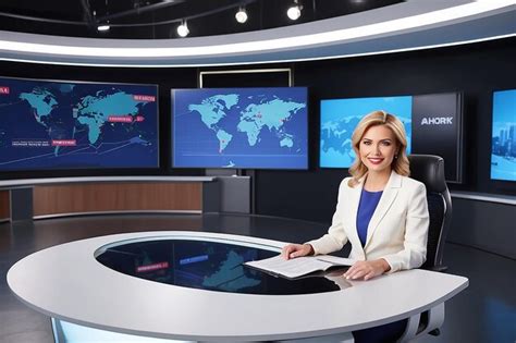 Premium Photo TV Live News Program With Professional Female Presenter