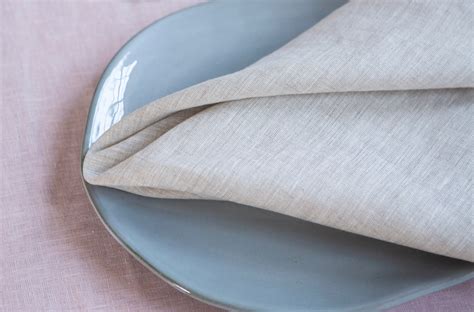 Natural Beige Linen Napkins Set Pure Washed Etsy