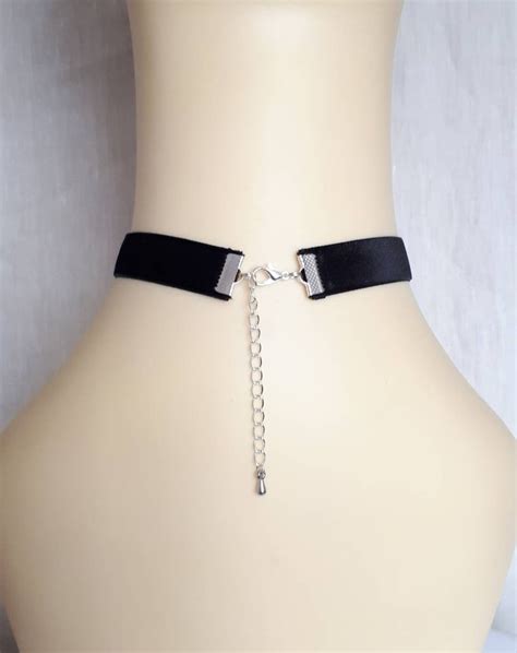 Black Velvet 16mm Choker Necklace With Faceted Black Glass Etsy