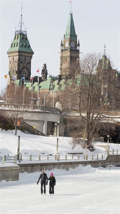 Couple Ice Skating on the Frozen Rideau Canal Ottawa Winterlude ...