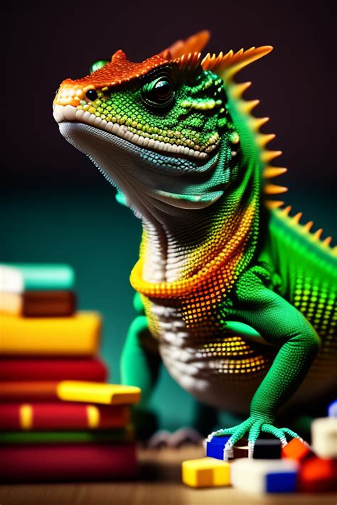 Lexica A Stern Looking Lizard Dressed As A Librarian Built In Legos