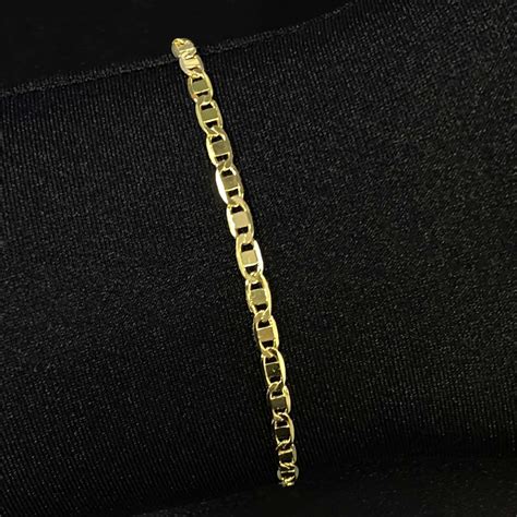 Pulseira Piastrine 3mm Fecho Tradicional Banho Ouro 24k