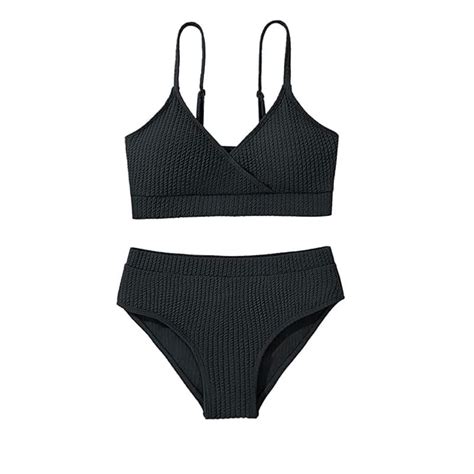 Big Girls Piece Swimsuit Solid Spaghetti Strap Bikini Sets Beach Bathing Suit Swimwear For