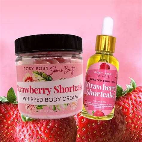 4 Oz Strawberry Shortcake Whipped Body Cream And 1 Oz Strawberry Shortcake Body Oil Bundle