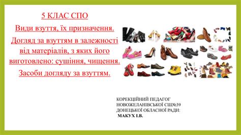 Презентація "Види взуття, їх призначення"