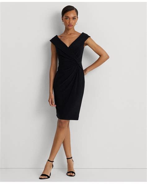 Ralph Lauren Twist Front Sheath Dress In Black Lyst