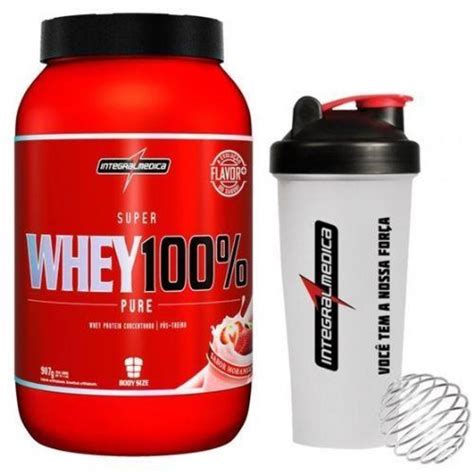 Whey Protein Integralmédica Super Whey 100 Pure Morango 907g