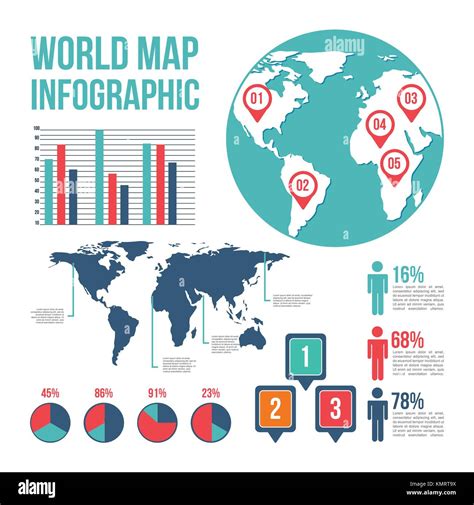 Welt Kartenzeiger Differents Land Infografik Charts Menschen Stock