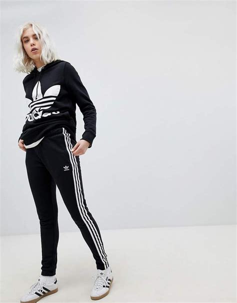 Adidas Originals Adicolor Three Stripe Regular Fit Cuffed Track Pants In Black Adidas