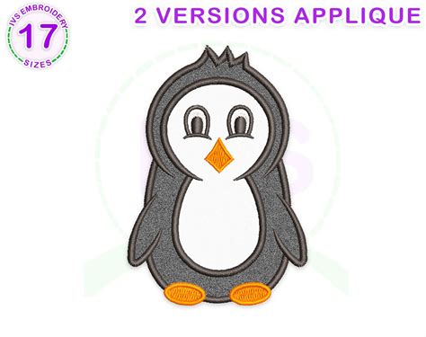 Penguin Applique Embroidery Design Penguin Embroidery Penguin