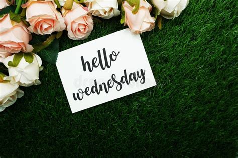 Hello Wednesday Alphabet Letters On Wooden Background Stock Image