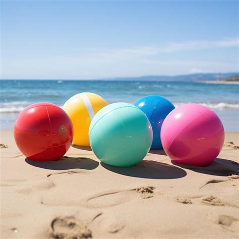 Deporte Voleibol De Playa Bolas Coloridas Imagen Generada Por Ia Foto