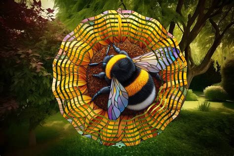 Sunflower Bumble Bee Wind Spinner Garden Decoration Honey Outdoor