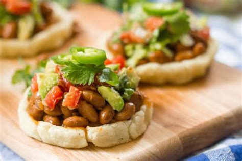 Sopes with Smoky Pinto Beans and Avocado Salsa By OhMyVeggies.com