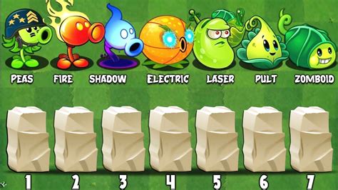 PvZ2 Challenge How Many Plants Can Defeat 7 Lane Stone Slabs Lv10