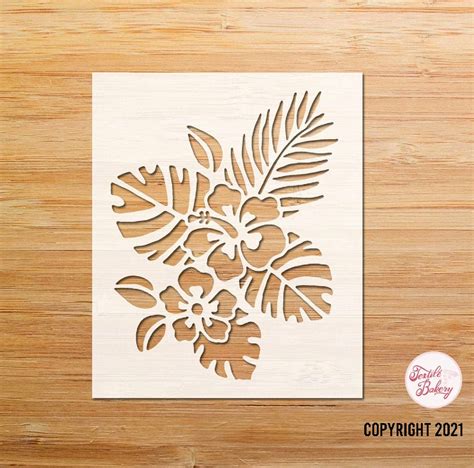 Hibiscus Stencil Hibiscus Flower Stencil Tropical Flower Etsy 3111