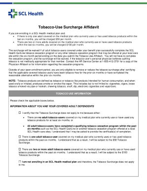 Fillable Online Tobacco Use Surcharge Affidavit Fax Email Print PdfFiller