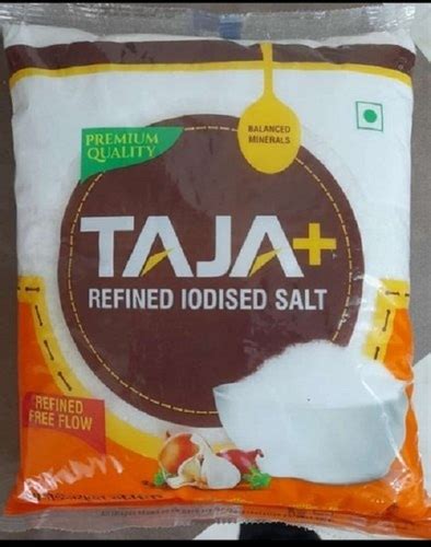 A Grade Taja White Refined Iodized Free Flow Salt Kg Pouch Pack