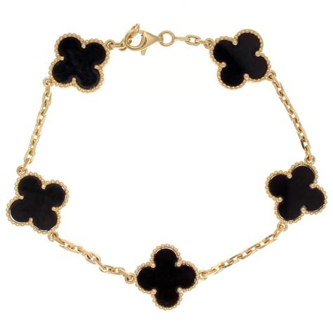 Van Cleef And Arpels Alhambra Onyx Gold Bracelet At 1stDibs Vca Bracelet