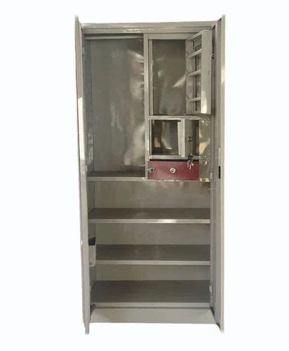 No Of Shelves 5 Shelves With Locker 2 Door Maroon Stainless Steel