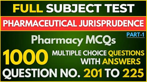 Pharmaceutical Jurisprudence MCQs Full Subject Test Part 1 YouTube