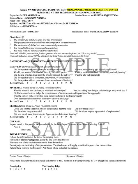 Fillable Online Seg Sample Judging Bformsb Seg Fax Email Print