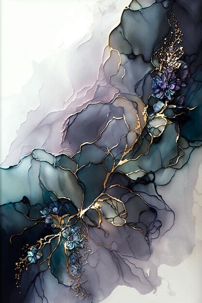 Premium AI Image | A painting of blue grapes with purple flowers