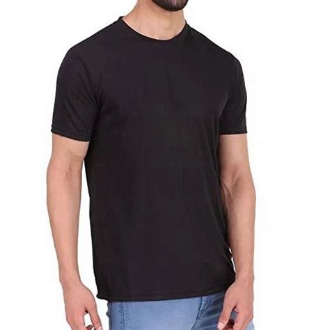 Plain Men Black Micro Polyester T Shirt S Xxl Round Neck At Rs 70 In