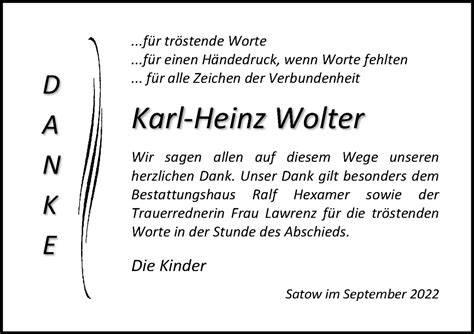 Traueranzeigen Von Karl Heinz Wolter Trauer Anzeigen De