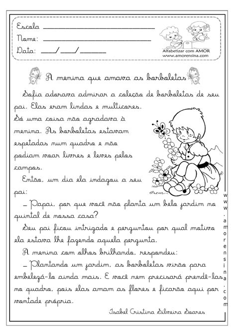 Texto Com InterpretaÇÃo Em Letra Cursiva Para 3º 4º Ano 862