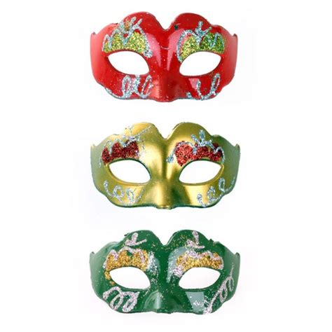 Mini Decoratie Oogmasker Rood Geel Of Groen Met Glitters Per Stuk